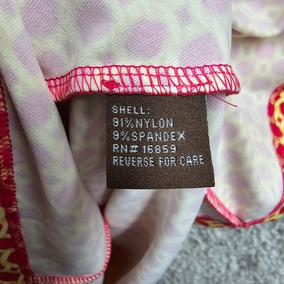 J McLaughlin Dress Womens Medium Pink Yellow Chain Link Ruched Side Catalina‎ - Picture 6 of 13